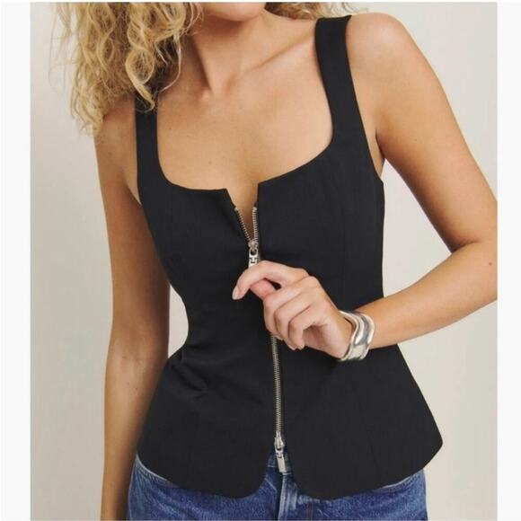 Reformation Laine Top Black 10 - Picture 1 of 6